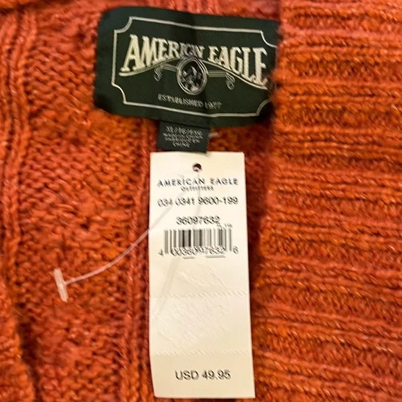 NWT American Eagle Oversized Cropped V-Neck Hooded Sweater - Picture 8 of 11